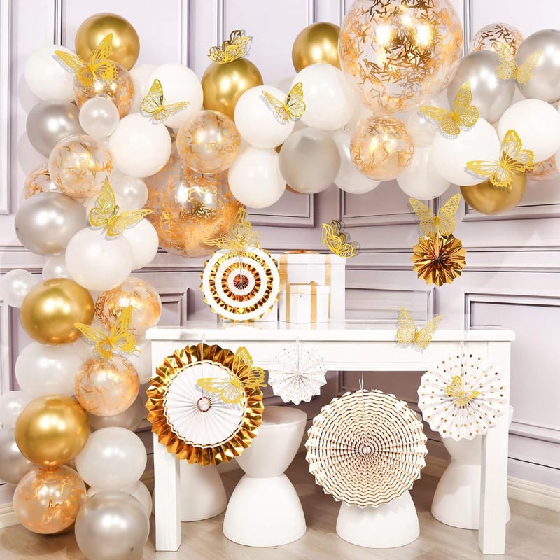 Rindion 84PCS 3D Butterfly Decorations, 3 Sizes 7 Styles Butterfly Wall Decor Gold Butterflies Decorations for Cake, Butterflies Party, Birthday, Wall - Image 5